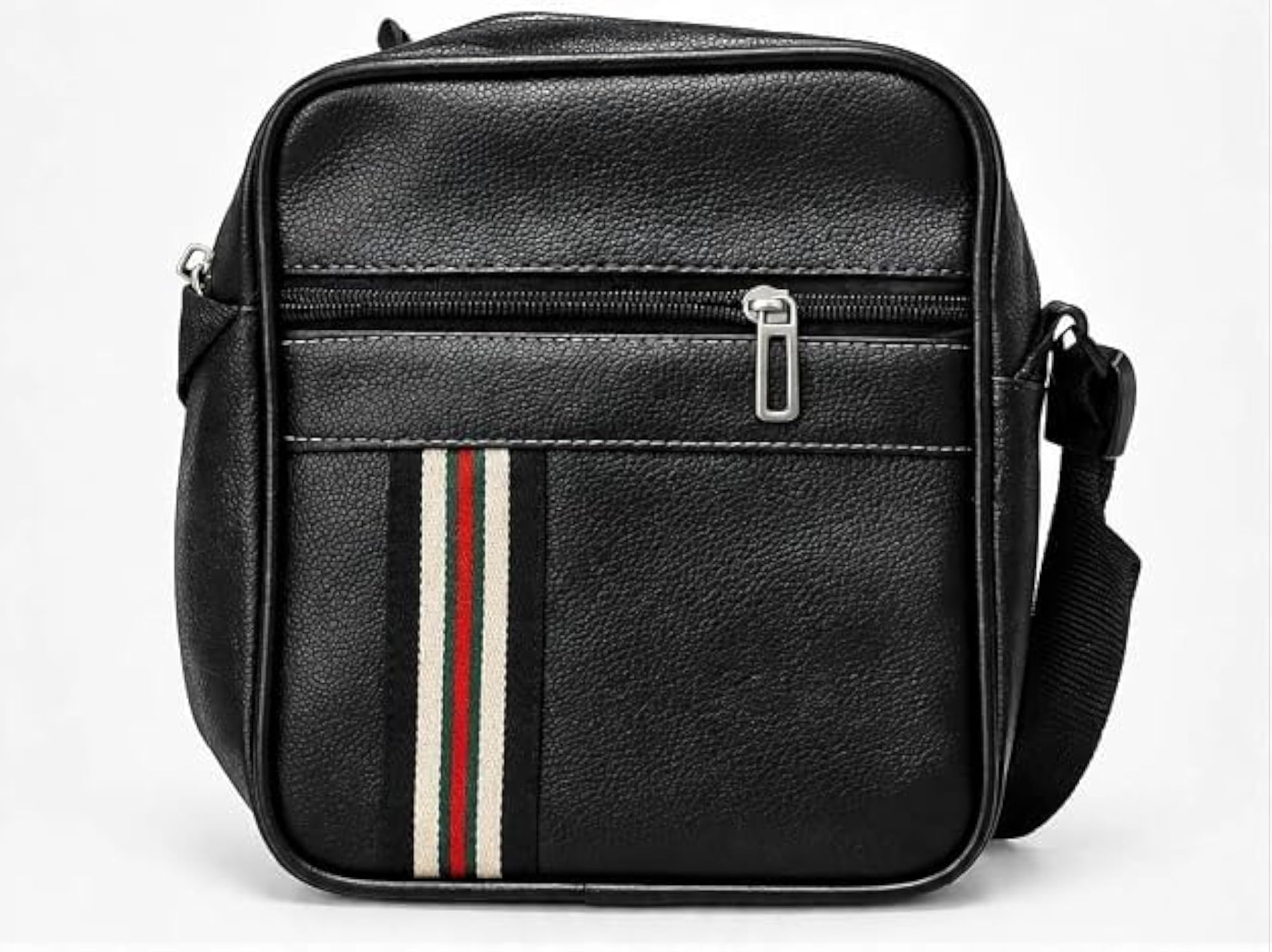 PU Leather Sling Bag for Men, Compact Zipper Storage